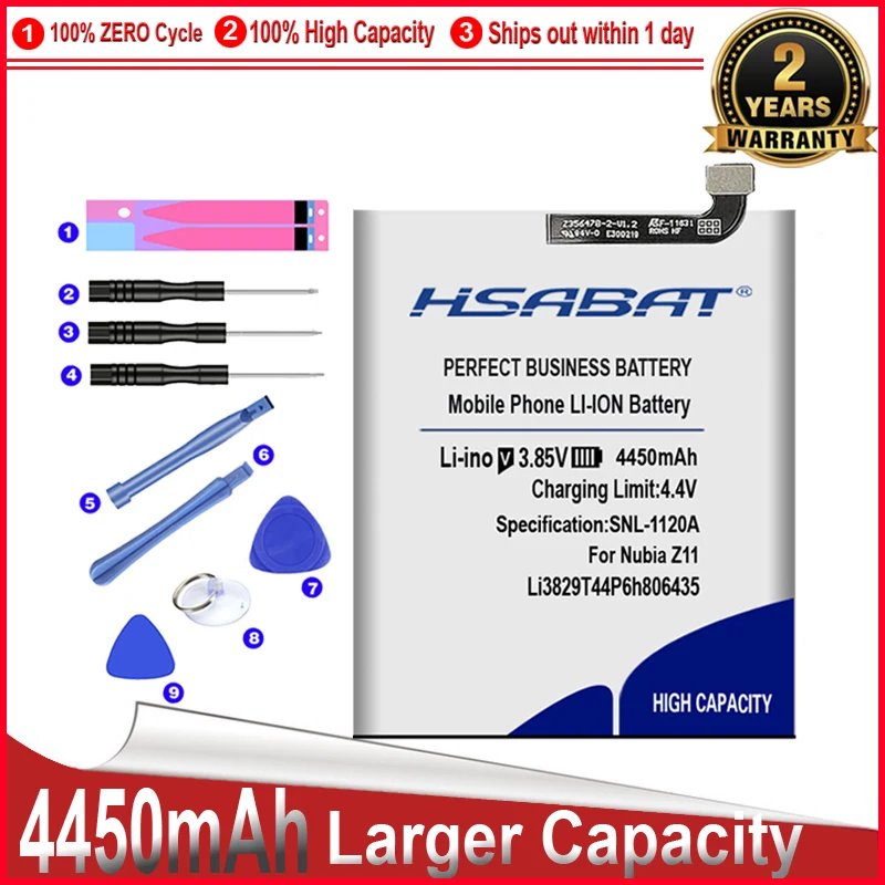 Аккумулятор HSABAT 0 цикл 4450 мАч для ZTE Nubia Z11 Li3829T44P6h806435 NX531J M2 Lite M2Lite NX573J PLAY