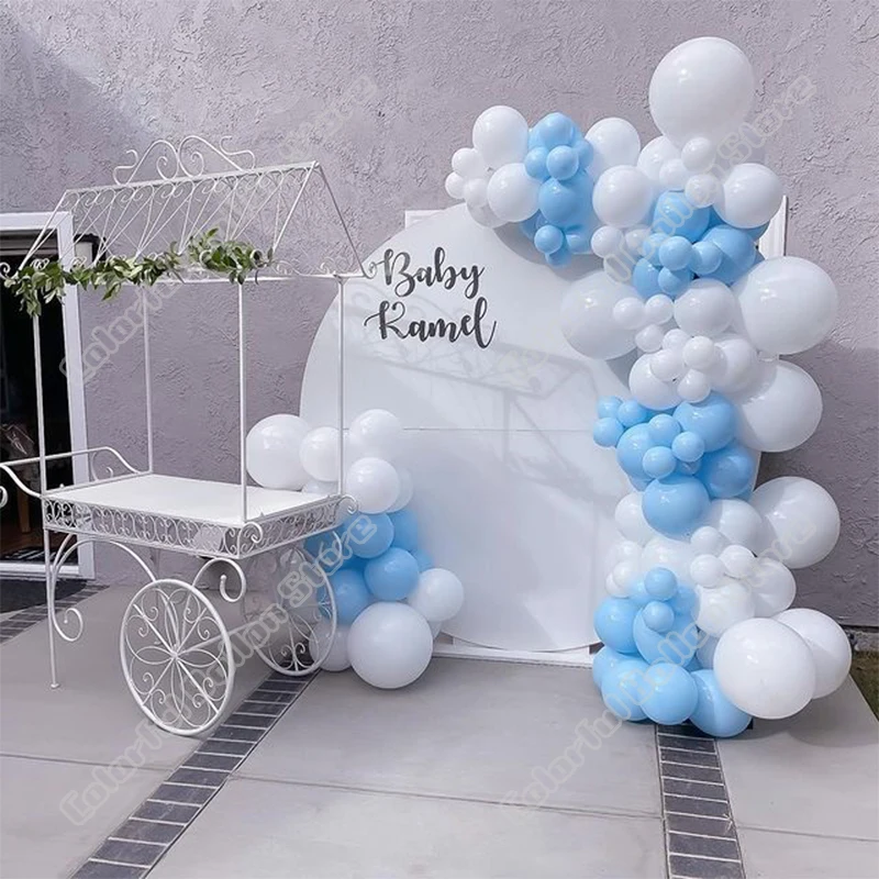 

Wedding Birthday Party Decor White Maca Blue Latex Balloon Garland Arch Holiday Event Backgound Baby Shower Decor