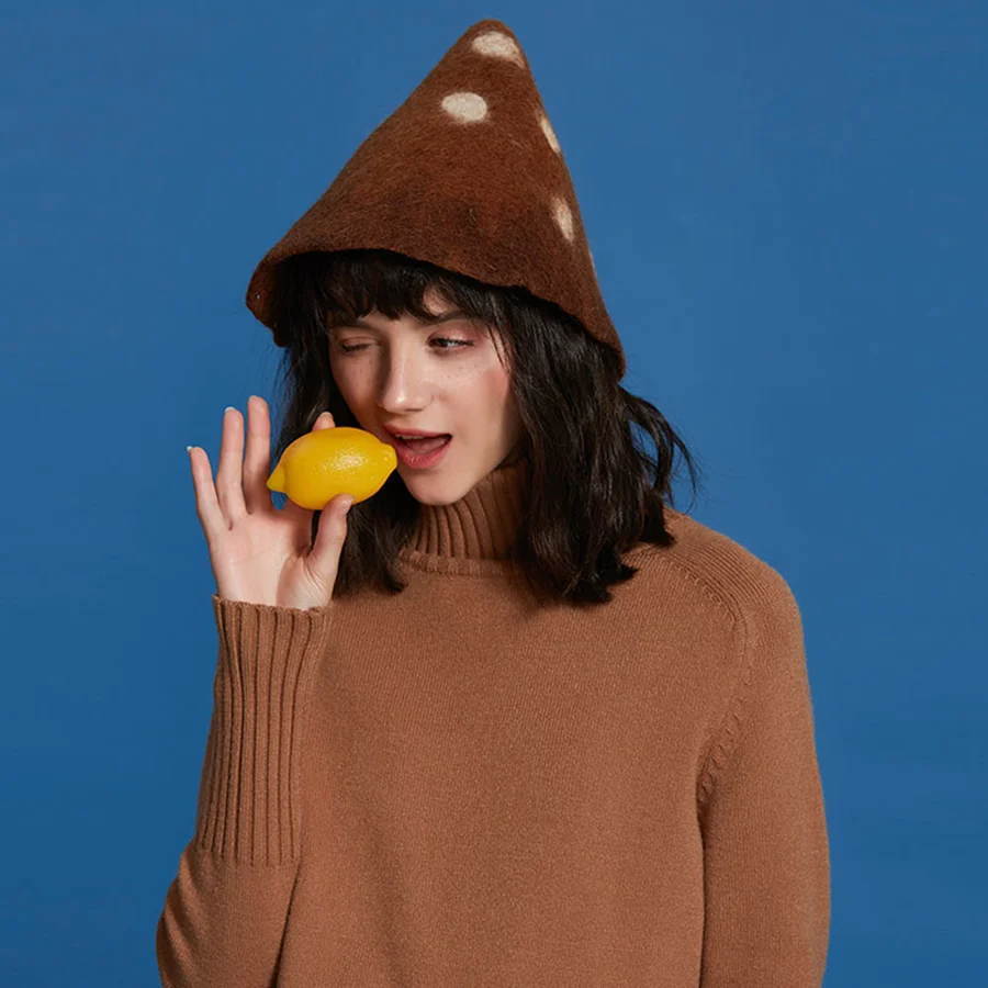 Ручной работы Теплая коническая шерсть головной убор Рождественский подарок