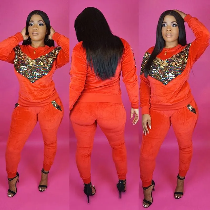 Женский Повседневный костюм с блестками толстые топы и брюки теплая одежда на