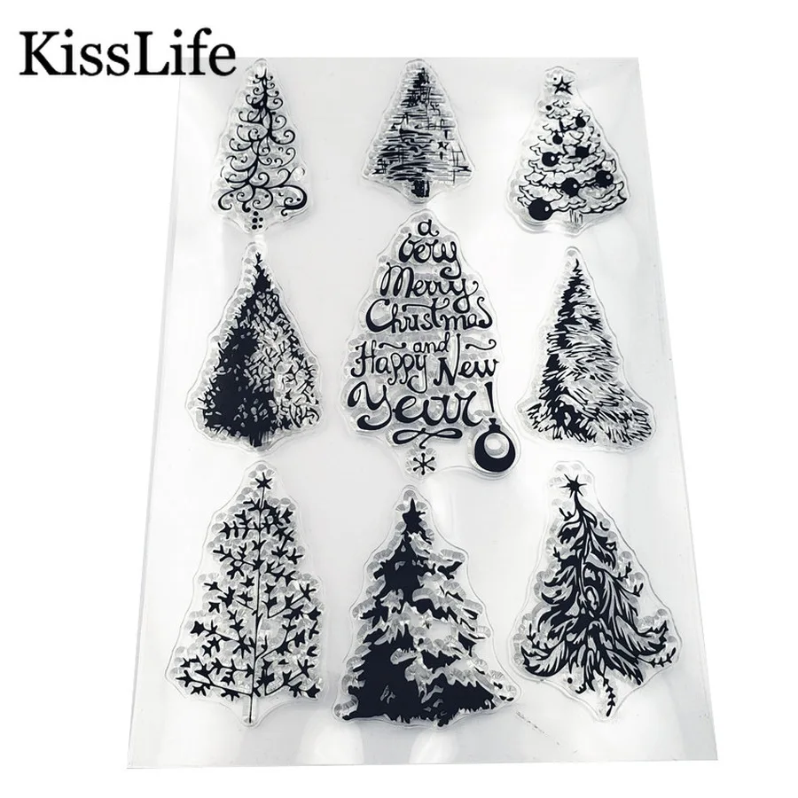 9 шт./упак. Рождественская елка снег цветок прозрачные резиновые штампы для