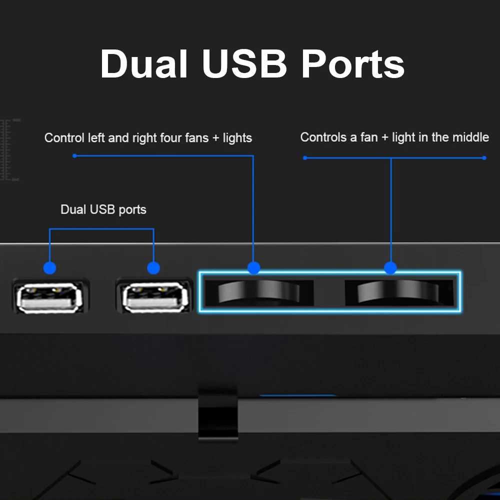 

11-18 inch Gaming Laptop Cooler Five Fan Led Screen Two USB Port 1400+10%RPM Laptop Cooling Pad Notebook Stand for Macbook Pro
