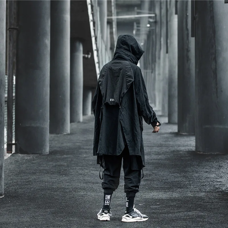 Куртка мужская длинная свободная в стиле хип-хоп с карманами | Мужская одежда