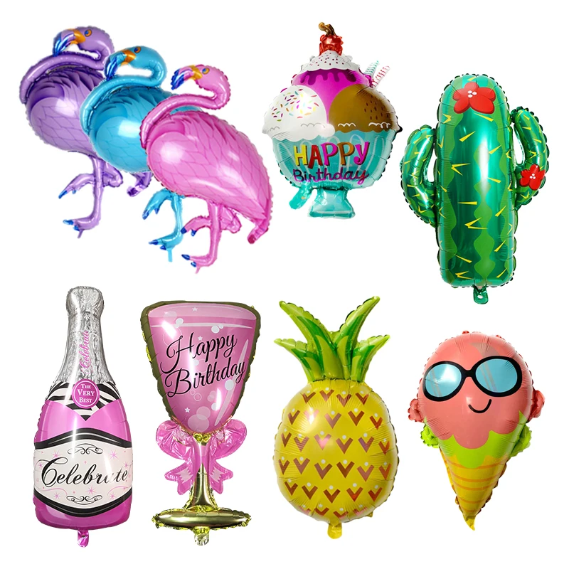 Фрукты День рождения воздушные шары Фламинго/ананас/виски фольги украшения из
