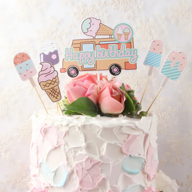Летнее горячее мороженое автомобиль торт Топпер для детей день рождения конфеты