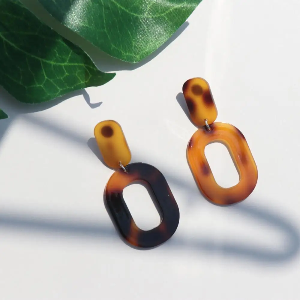 Корейские акриловые геометрические висячие серьги женские леопардовые Модные