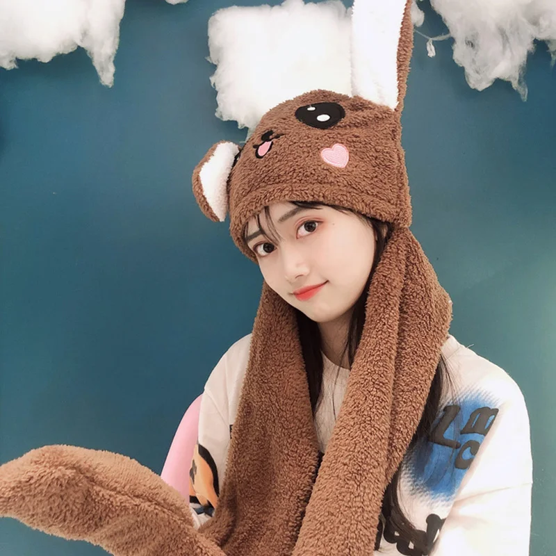 Женские головные уборы Cpop Moving Ear Buuny милые домашние шапки с плюшевой игрушкой и