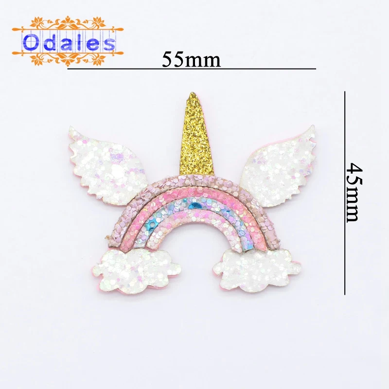 20 шт./лот Красочная радуга с золотым спиральным углом Единорог Крыло ангела