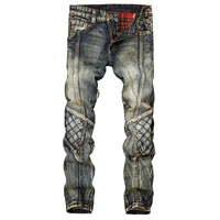 denim trousers biker high quality male straight casual designer military many multi pocket jeans for men cargo pants splicing