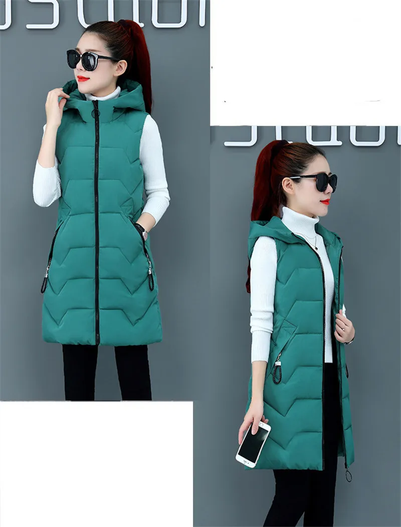 

XXXL New Winter Jacket Women ParkasHooded Warm Long Vest Coat Jacket Female Cotton Padded Parka Feminina chalecos