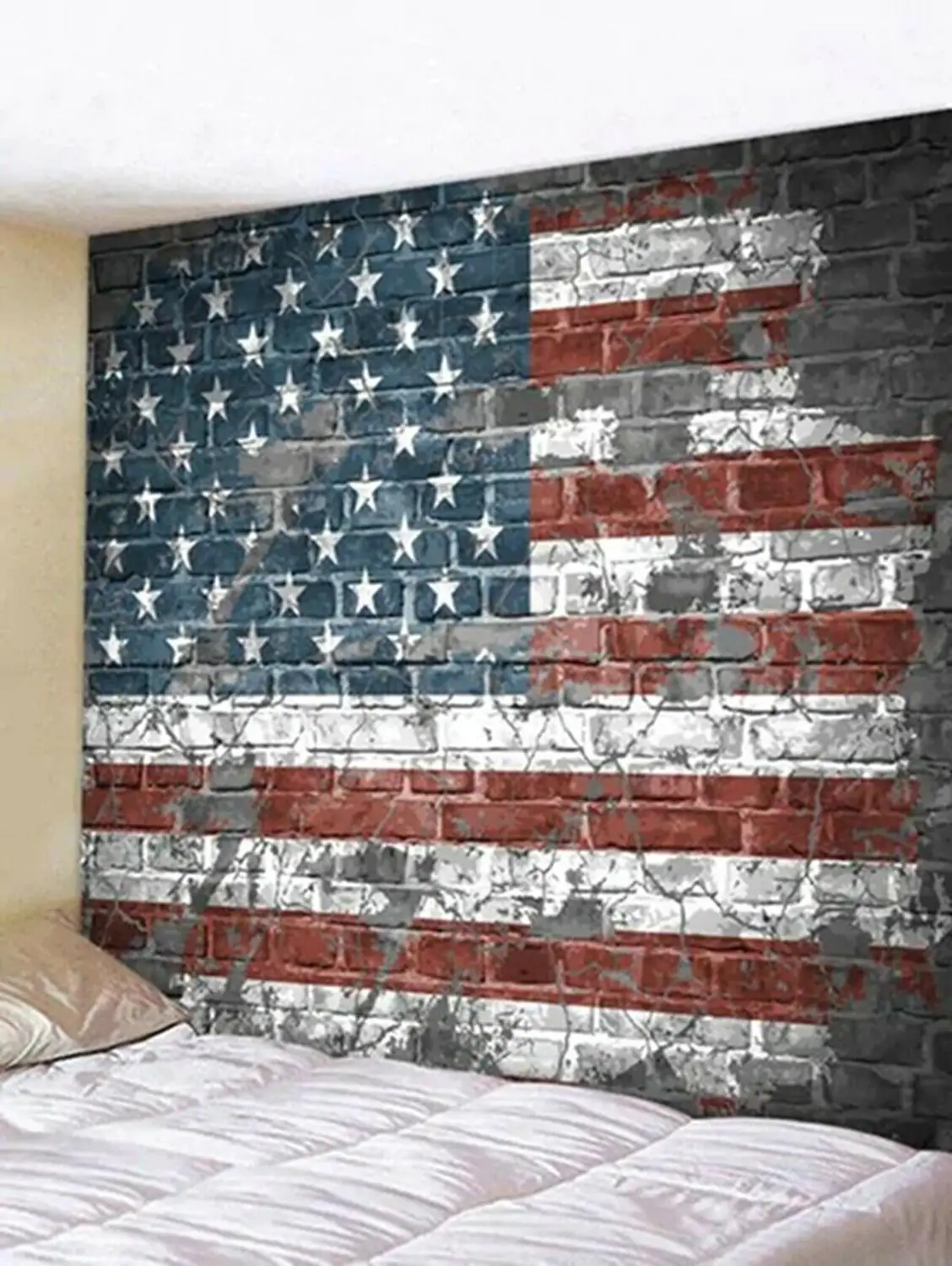 

Vintage Brick Unite State USA Wall Tapestry American Flag Print Wall Hanging Tapestry Home Decor