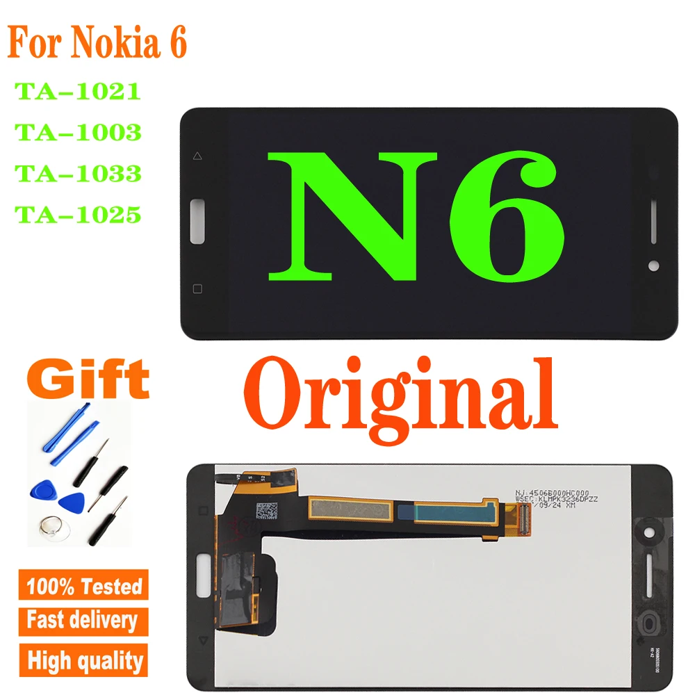 Оригинальный ЖК дисплей 5 дюйма для Nokia 6 N6 сенсорный экран дигитайзер TA 1021 1003 1033 1025