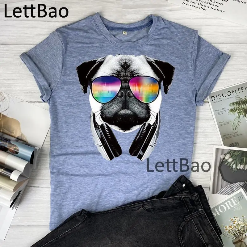

Harajuku Music Dog Fashion T-shirts Female Clothing Vintage Print Short Sleeve Graphic Chic Harajuku Summer T-Shirt Women Tops
