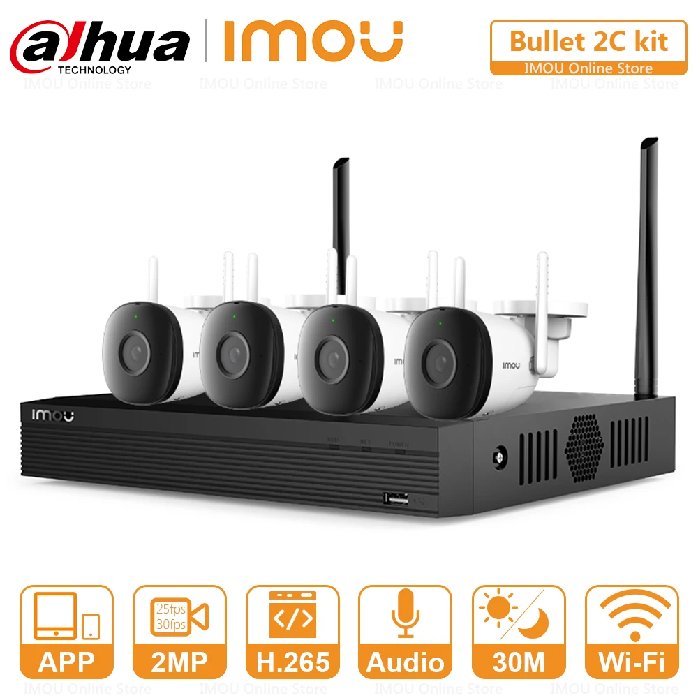 DAHUA Система охранной камеры 4 канала Wi-Fi камера беспроводное подключение