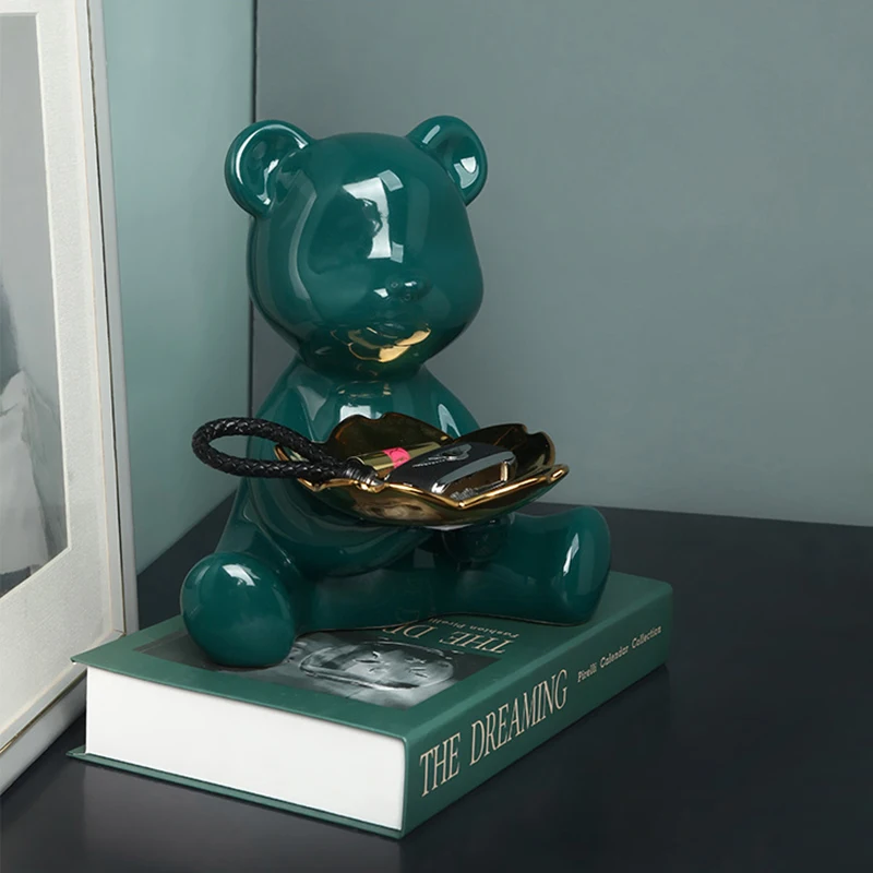 3D Керамика фигурка медведь дома украшения статуя животного хранения ключей