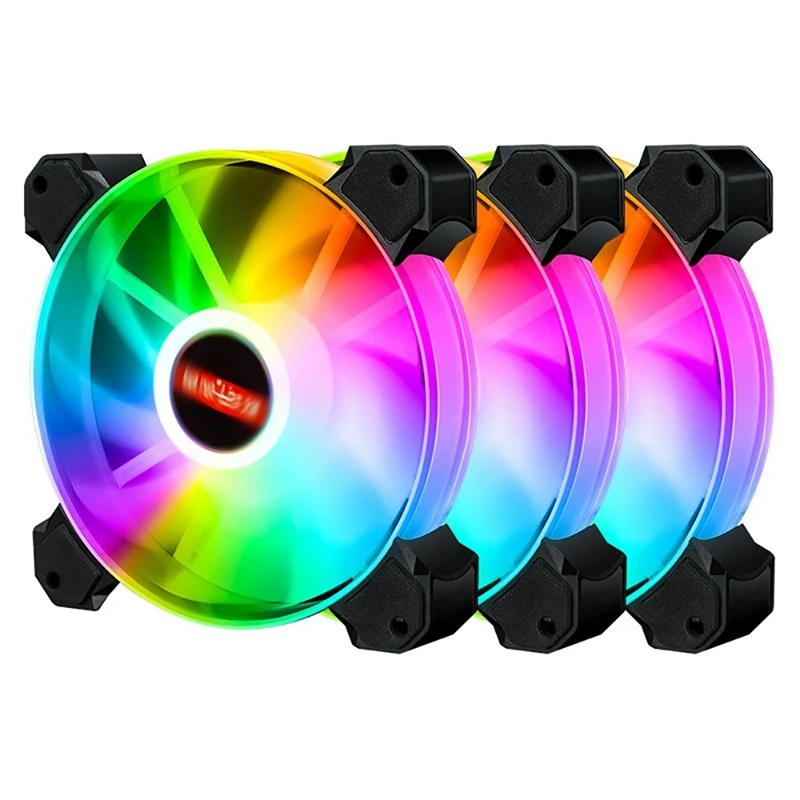 3 шт. RGB компьютерный чехол вентилятор 12 см тихий свет излучающий 3PIN + 4PIN
