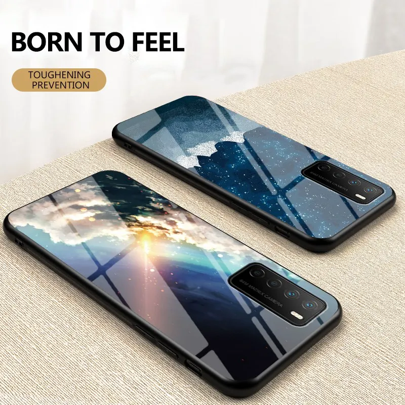 Роскошный стеклянный чехол со звёздным небом для телефона Huawei Honor Play 4 4T Pro Жесткий