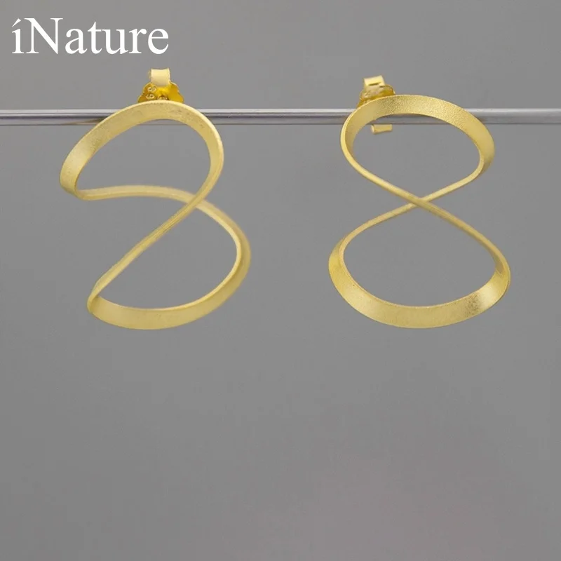 Женские серьги гвоздики с узлом INATURE классические витые из стерлингового серебра