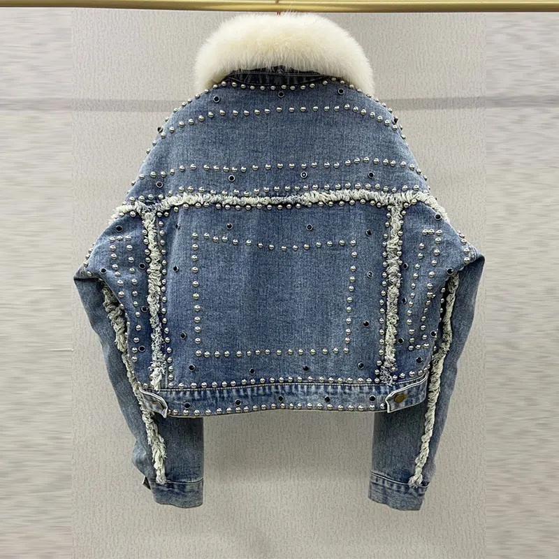 Женский зимний пуховик с воротником из натурального Лисьего меха и съемной