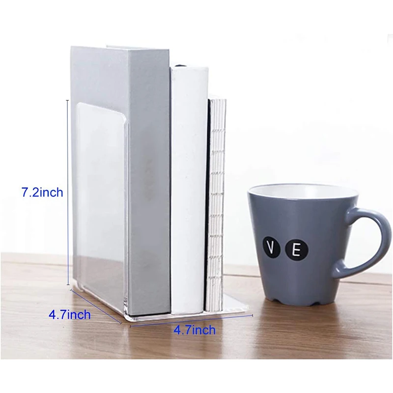 

Acrylic Bookends Organizer Bookshelf Decor Decorative Bedroom Library Office School Supplies Stationery 2 Pairs
