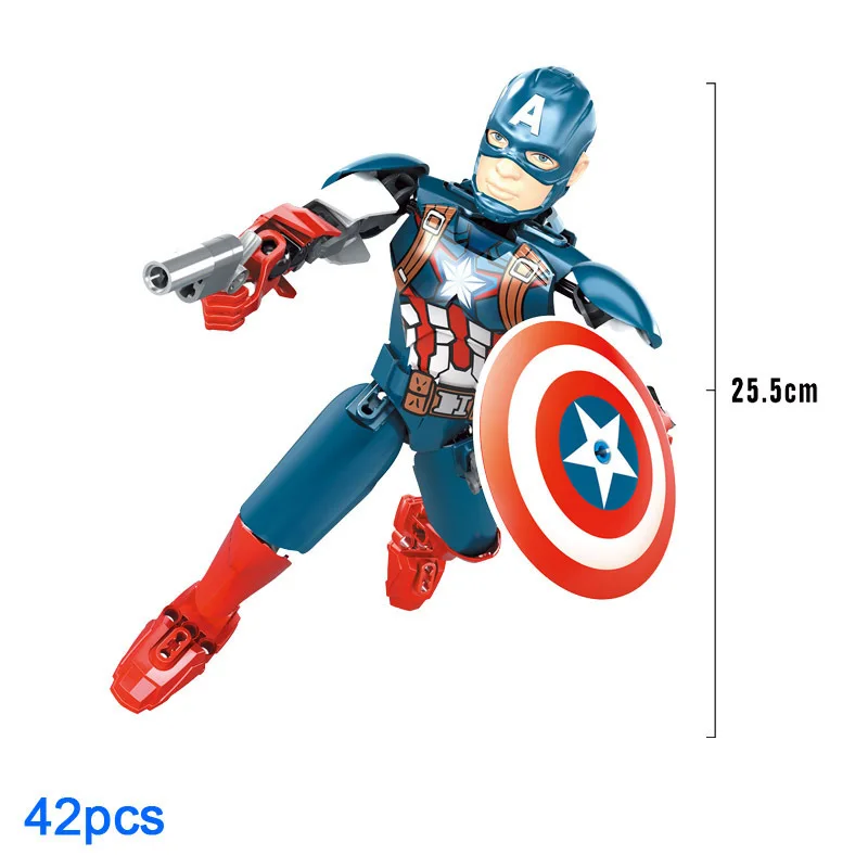 

25CM Avengers Super Hero Assembly Action Figure Spider Man Deadpool Batman Superman Marvel Building Blocks Doll Toy for Children