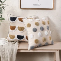 bohe style living room sofa cushion cover luxury pure cotton canvas tufted waist 45x453050cm beige black pillowcase