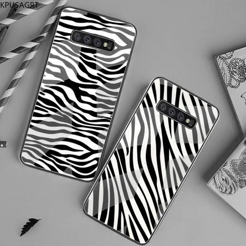 

Zebra pattern Customer Phone Case Tempered Glass For Samsung S20 Plus S7 S8 S9 S10 Plus Note 8 9 10 Plus