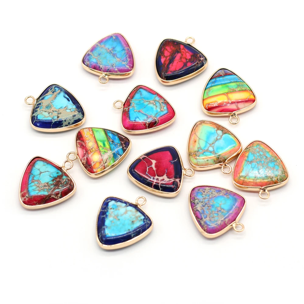 

Подвеска из натурального камня женская, бижутерия «сделай сам» с кулоном в виде треугольника императора, аксессуары для изготовления ожере...