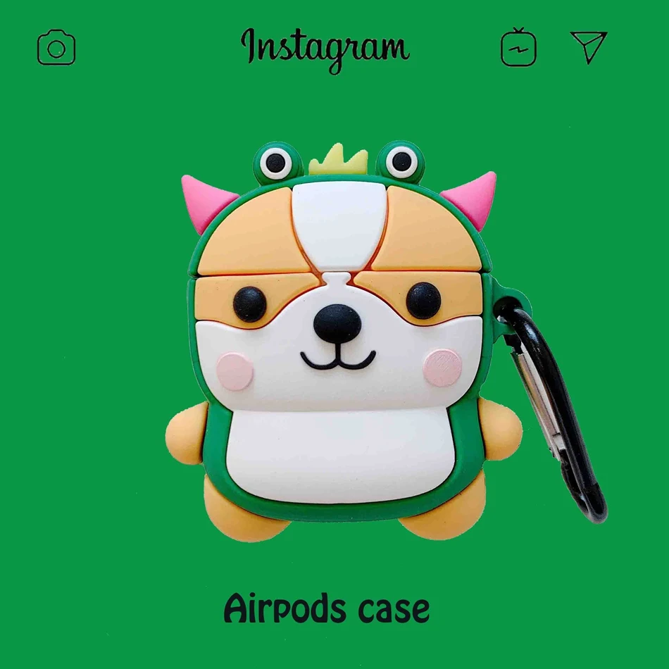 1048H Милый 3D чехол для наушников для Airpods 2, чехол с изображением аниме, Детские Силиконовые Наушники с изображением утки, Защитная крышка для Apple Airpods 1, чехол для Earpods - Цвет: 1048H