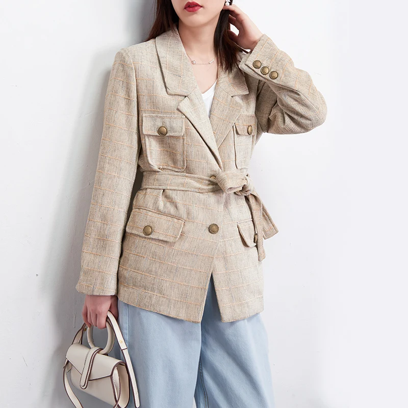Куртка женская 2019 Новая Осенняя винтажная Женская Ретро костюм Дамский твидовый