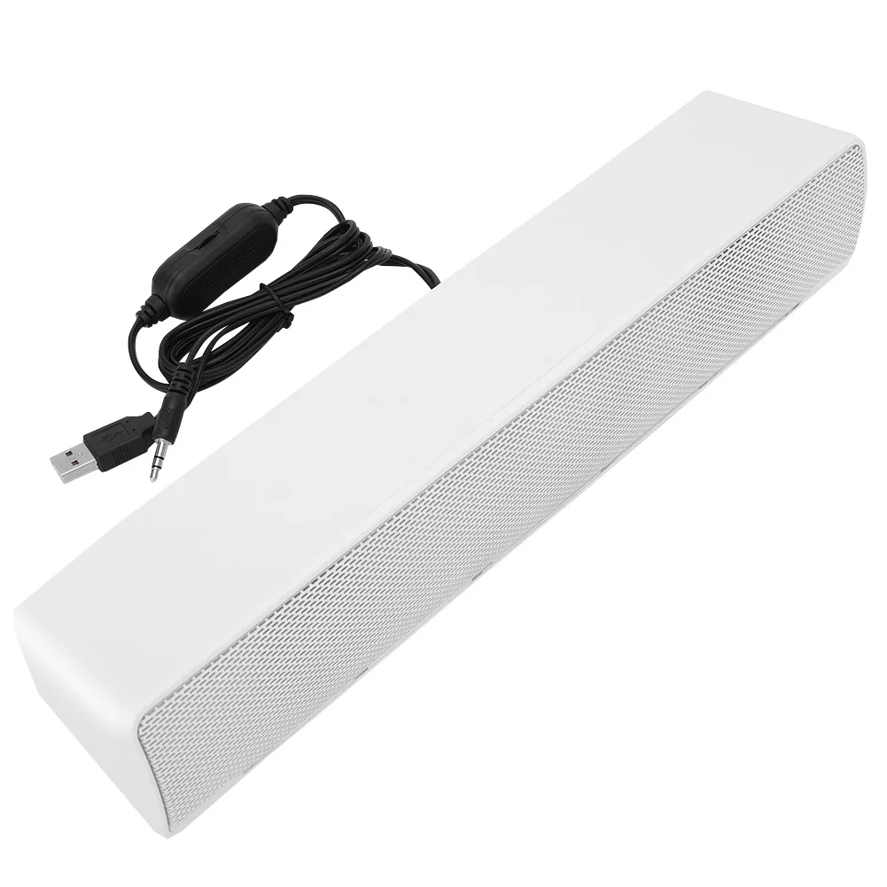 

Wired Stereo Soundbar For TV Desktop USB Powered MP3 Music Player Bass Surround Sound Box 3.5mm Input Computer Dual Speaker