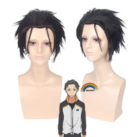 natsuki subaru black wig rintarou okabe wig cosplay steins gate cosplay relife in a different world from zero adult cosplay