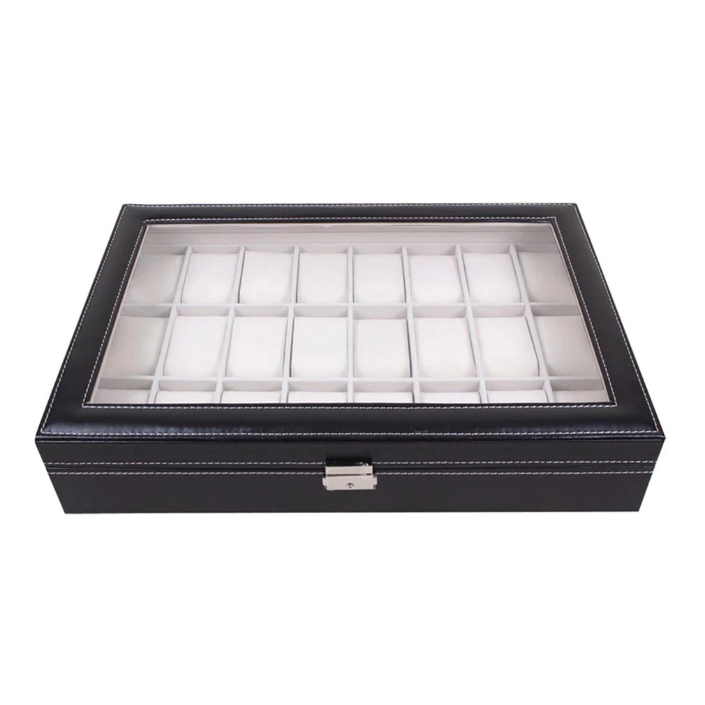 20/24 Slots Trave PU Leather Watch Display Box Double-Deck Wristwatch Storage Case Organizer Classical Holder Pad Pillow Display