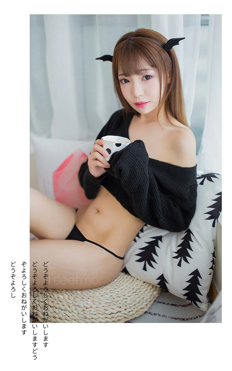

2020 Sexy Costumes Sweater Top Set Women's Devil Angel Cute Anime Cosplay Fancy Dress Erotic Lingerie With Pantie And Hairband
