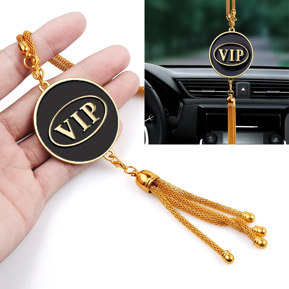 

1x Car Accessories Car Rear View Mirror Metal Pendant Hanging Ornament VIP pattern For Honda bmw Ford Jeep Suzuki v w Renault