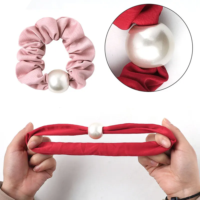 Новое поступление крупные жемчужные атласные резинки для волос женские конского