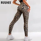 Женские легинсы для фитнеса RUUHEE, леопардовые обтягивающие леггинсы для занятий спортом, с карманом