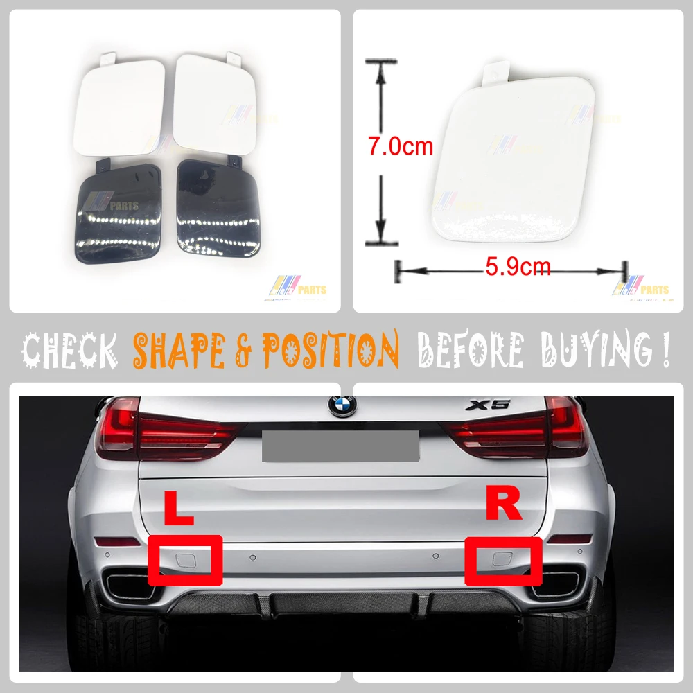 

L&R For 14-18 BMW X5 M SPORT F15 25dX 28iX 30dX 35iX 40dX 50iX REAR TOW COVER 51128062757 51128062758