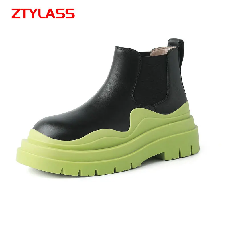 

Ботильоны женские из натуральной кожи, на низком квадратном каблуке, без застежек, Осень-зима