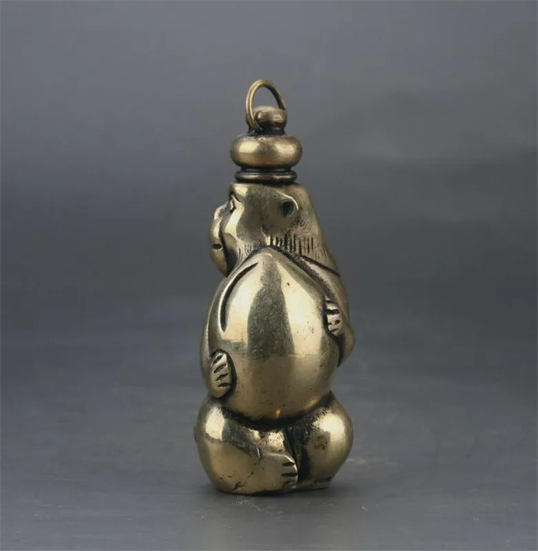 Медная статуя изысканная китайская Бронзовая резная макак с животными