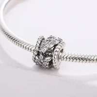 925 sterling silver cz transparent zircon beaded snake bone pendant charm bracelet fashion jewelry diy making for pandora
