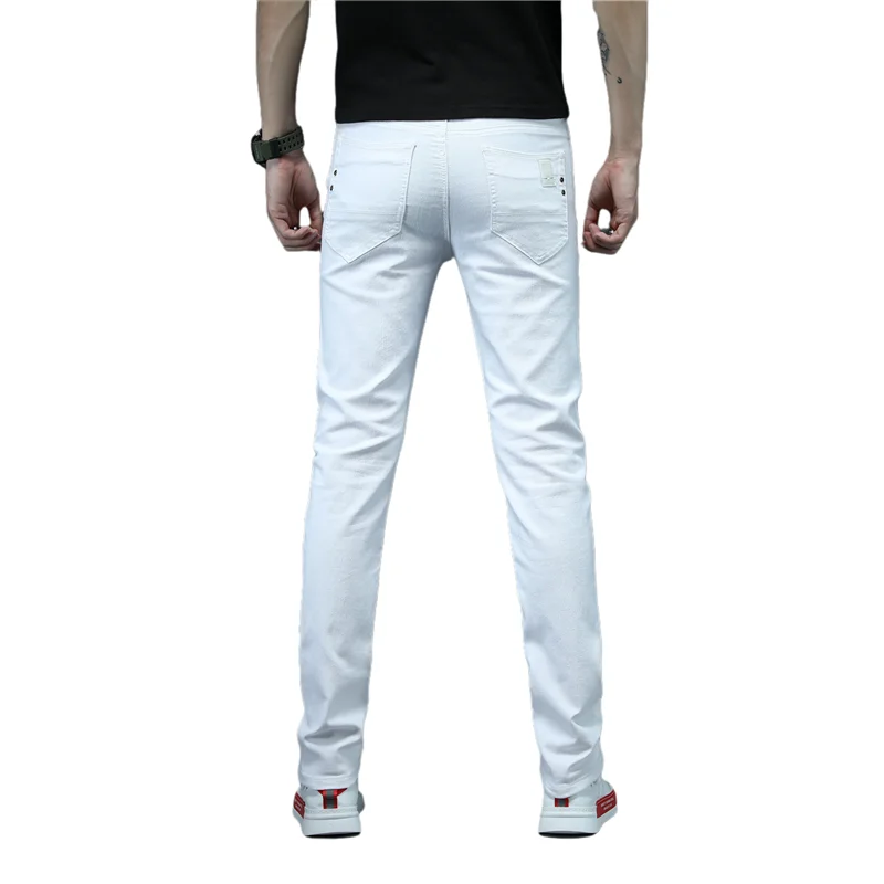 Новые мужские модные повседневные джинсы Slim fit прямые высокие эластичные