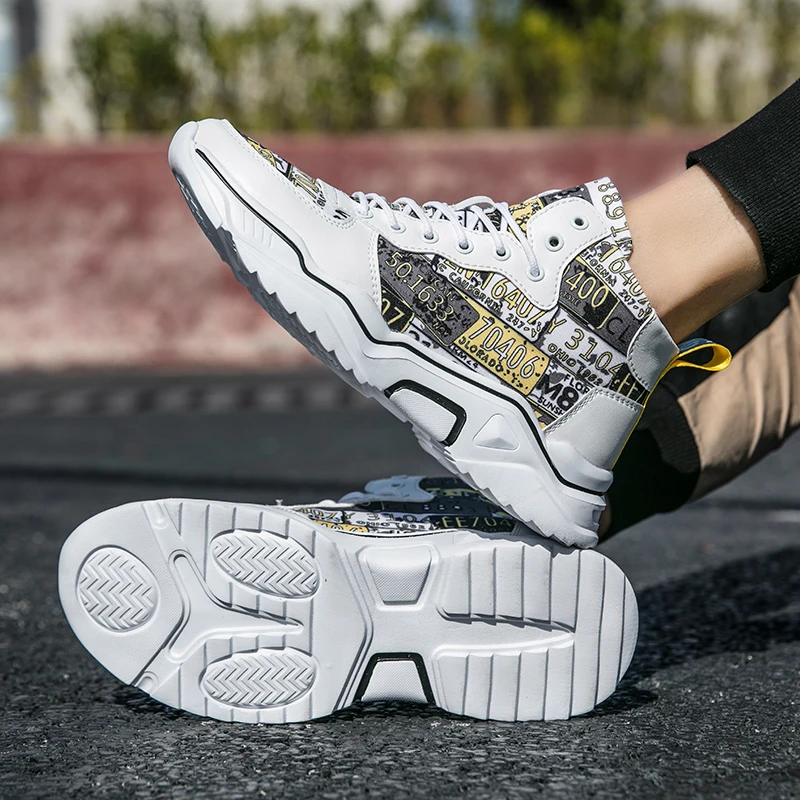 

Кроссовки мужские из ПУ кожи, массивные, повседневная спортивная обувь, дышащие, для бега