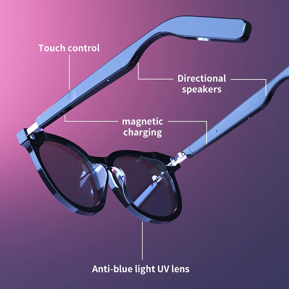 구매 Bonola-IPX7 방수 블루투스 5.0 선글라스 스마트 안경, 안티 블루 라이트 야외 스포츠 무선 음악 스피커 이어폰