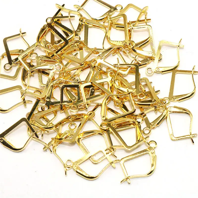Gold02 50 шт., металлические серьги, аксессуары для изготовления, родиевая медь, клипсы на серьги, застежки, крючки, фурнитура, застежка с петлями, круглая основа для Diy - Цвет: Gold02