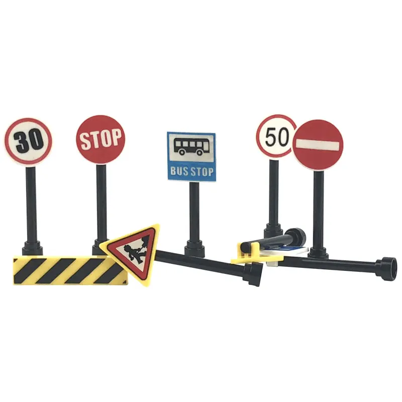 Блокировка города MOC Traffic набор знаков продажа строительных блоков Кирпичи
