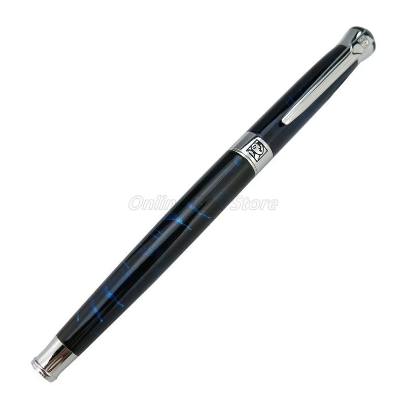 

Picasso 903 Dark Blue Marble Sweden Flower King Metal Fountain Pen 22KGP Medium Nib Professional Stationery Writing Pen Gift