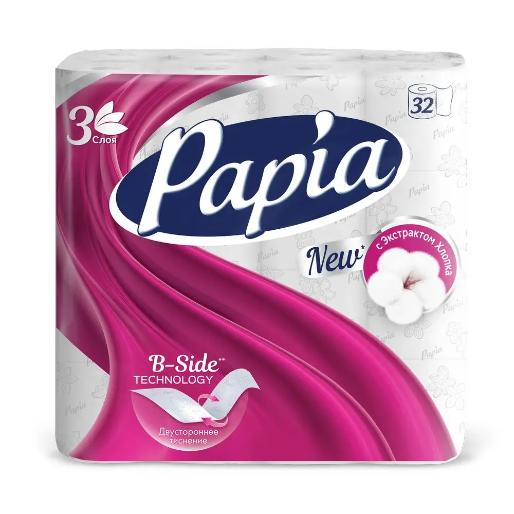 Туалетная бумага PAPIA Белая 3 слоя 32 рулона | Красота и здоровье