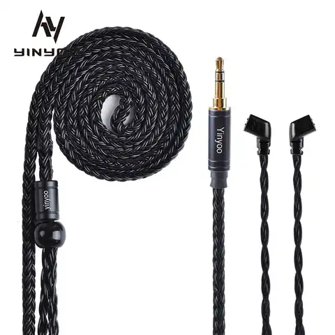 16-жильный посеребренный кабель Yinyoo 2,5/3,5/4,4 мм, балансный кабель с MMCX/2PIN/QDC для KZ ASX ZAX ZSX BLON BL-01 BL-03 CCA CA16