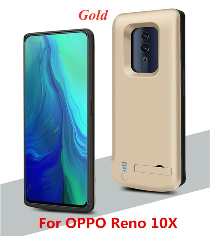 Gold 5000 мАч запасной внешний аккумулятор чехол для OPPO Reno 10X power Case расширенное зарядное устройство для аккумулятора чехол power Bank чехол для телефона - Цвет: Gold